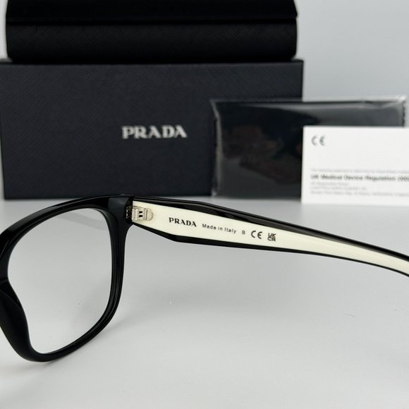 NEW Prada PR17ZV 1AB1O1 Black Square Women Eyeglasses - Picture 8 of 10